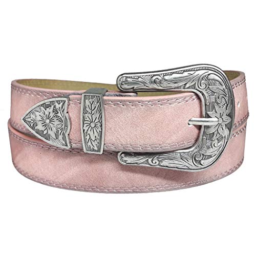 Zakatte • Damen schlichter Cowboy Gürtel aus Kunstleder bis 105 cm (85 cm, Rosa) von Zakatte