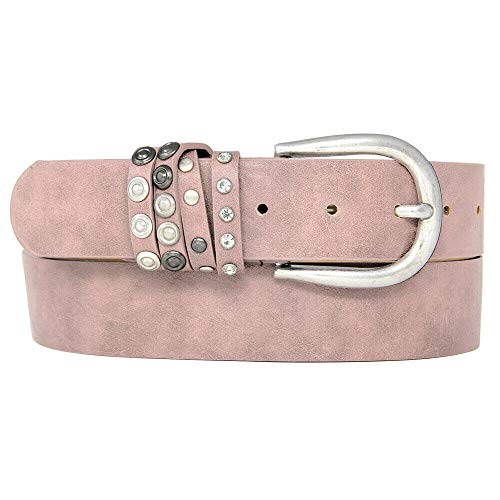 Zakatte • Damen schlichter Gürtel aus Kunstleder mit Strass BS043 (Rosa, 85 cm) von Zakatte