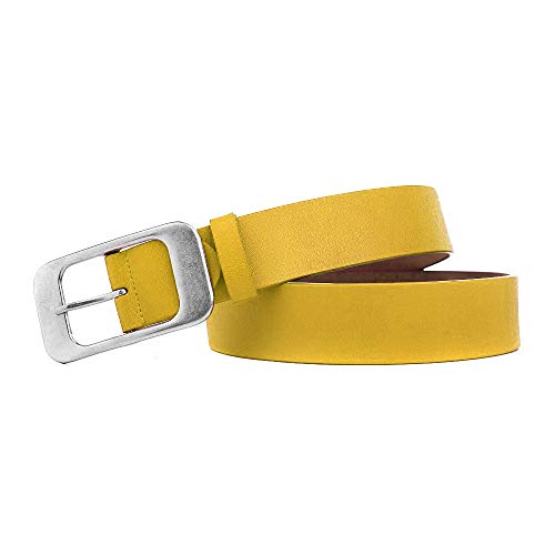 Zakatte • Damen schlichter Gürtel aus Leder F12 (Gelb, 105 cm) von Zakatte