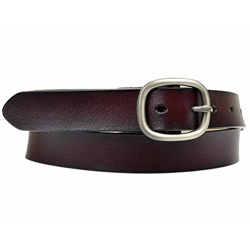 Zakatte • Schlichter Damen Gürtel aus Leder Schmaler Hüftgürtel Taillengürtel Ledergürtel BS063 (Bordeaux, 90 cm) von Zakatte