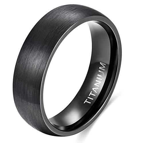 Zakk Ring Damen Herren Schwarz Titan Eheringe Partnerringe Trauringe Verlobungsringe Gebürsteter Komfort Fit 6mm 8mm (Schwarz-6mm, 54 (17.2)) von Zakk