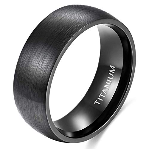 Zakk Ring Damen Herren Schwarz Titan Eheringe Partnerringe Trauringe Verlobungsringe Gebürsteter Komfort Fit 6mm 8mm (Schwarz-8mm, 53 (16.9)) von Zakk