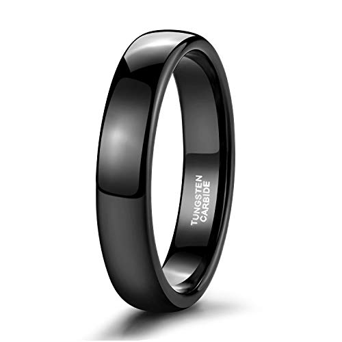 Zakk Ringe Damen Herren Schwarz Wolfram Schmal Schlicht Poliert Ring Verlobungsringe Eheringe Partnerringe 2mm 4mm 6mm 8mm (4mm, 57 (18.1)) von Zakk