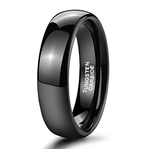 Zakk Ringe Damen Herren Schwarz Wolfram Schmal Schlicht Poliert Ring Verlobungsringe Eheringe Partnerringe 2mm 4mm 6mm 8mm (6mm, 47 (15.0)) von Zakk