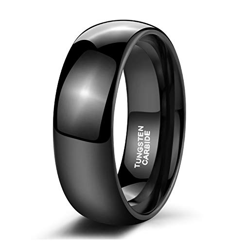 Zakk Ringe Damen Herren Schwarz Wolfram Schmal Schlicht Poliert Ring Verlobungsringe Eheringe Partnerringe 2mm 4mm 6mm 8mm (8mm, 51 (16.2)) von Zakk