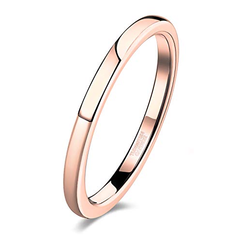 Zakk Ringe Damen Herren Wolfram Rosegold Vorsteckring Schmal Schlicht Poliert Verlobungsringe Eheringe Trauringe 2mm 4mm 6mm (2mm,49 (15.6)) von Zakk