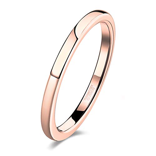 Zakk Ringe Damen Herren Wolfram Rosegold Vorsteckring Schmal Schlicht Poliert Verlobungsringe Eheringe Trauringe 2mm 4mm 6mm (2mm,63 (20.1)) von Zakk