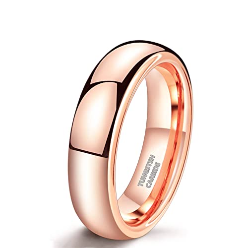 Zakk Ringe Damen Herren Wolfram Rosegold Vorsteckring Schmal Schlicht Poliert Verlobungsringe Eheringe Trauringe 2mm 4mm 6mm (6mm,54 (17.2)) von Zakk