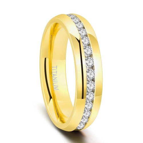 Zakk Damen Eternity Ring Titan Ewigkeitsring Eheringe 4mm 6mm Silber Memoire Ringe Hochzeitsring (Gold 6mm,51 (16.2)) von Zakk
