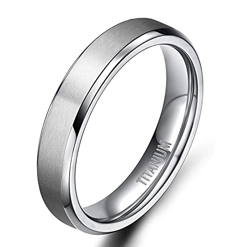 Zakk Damen Herren Ringe Titan Silber Matt Gebürstet Verlobungsring Partnerring Eheringe Trauringe 4mm 6mm 8mm 10 mm Breit (4mm,71 (22.6)) von Zakk