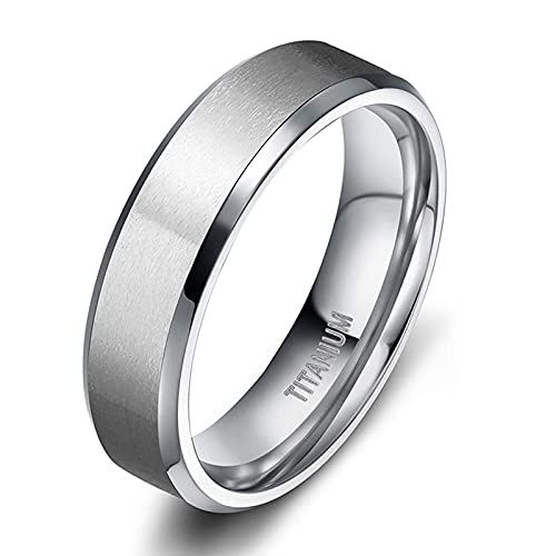 Zakk Damen Herren Ringe Titan Silber Matt Gebürstet Verlobungsring Partnerring Eheringe Trauringe 4mm 6mm 8mm 10 mm Breit (6mm,48 (15.3)) von Zakk