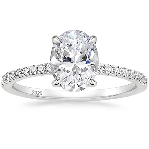 Zakk Damen Ringe Silber 925 Verlobungsringe Solitärring 3CT Oval Zirkonia Versprechen Ring Eheringe Trauringe Rosegold Gold (Silber,61 (19.4)) von Zakk