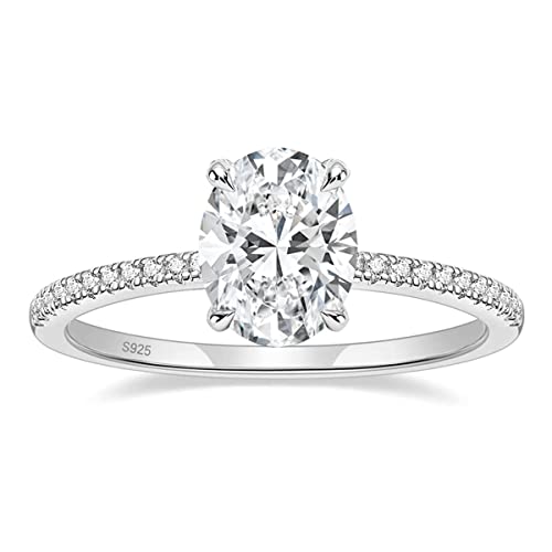 Zakk Damen Ringe Silber 925 Verlobungsringe Solitärring 3CT Oval Zirkonia Versprechen Ring Trauringe Eheringe (Silber,49 (15.6)) von Zakk