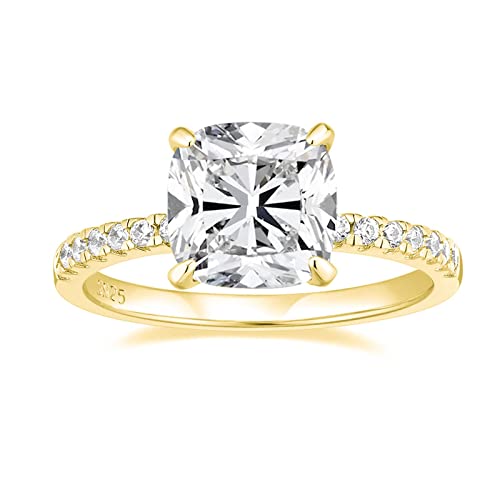 Zakk Damen Ringe Verlobungsring Silber 925 Zirkonia Solitärring Partnerringe Eheringe Trauringe Freundschaftsringe Hochzeitsringe Versprechen Ring (Gelbgold,49 (15.6)) von Zakk