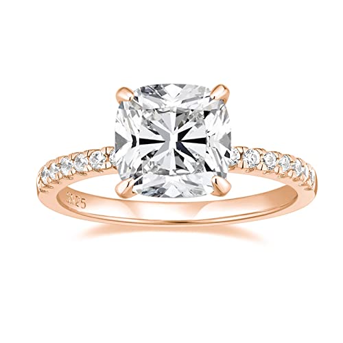 Zakk Damen Ringe Verlobungsring Silber 925 Zirkonia Solitärring Partnerringe Eheringe Trauringe Freundschaftsringe Hochzeitsringe Versprechen Ring (Rosegold,51 (16.2)) von Zakk