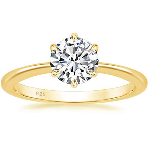 Zakk Damen Solitärringe Silber 925 Zirkonia Verlobungsringe Trauringe Eheringe Antragsring Hochzeitsringe (Gelbgold,51 (16.2)) von Zakk