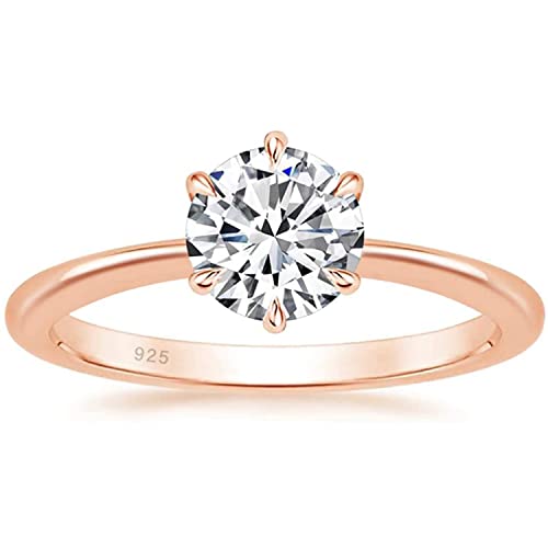 Zakk Damen Solitärringe Silber 925 Zirkonia Verlobungsringe Trauringe Eheringe Antragsring Hochzeitsringe (Rosegold,49 (15.6)) von Zakk