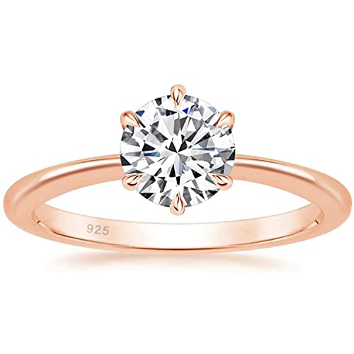 Zakk Damen Solitärringe Silber 925 Zirkonia Verlobungsringe Trauringe Eheringe Antragsring Hochzeitsringe (Rosegold,49 (15.6)) von Zakk
