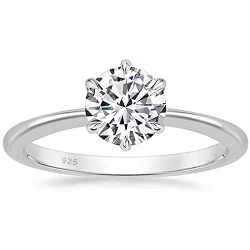 Zakk Damen Solitärringe Silber 925 Zirkonia Verlobungsringe Trauringe Eheringe Antragsring Hochzeitsringe (Silber,65 (20.7)) von Zakk
