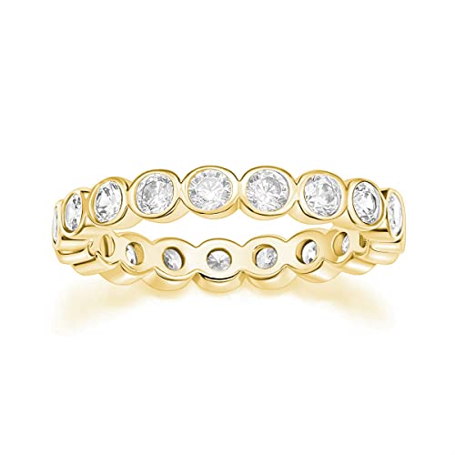 Zakk Eternity Ring Damen Ewigkeitsringe Vorsteckring 4mm Schmal Zirkonia Verlobungsringe Eheringe Trauringe Memoire Ringe (Gelbgold,58 (18.5)) von Zakk