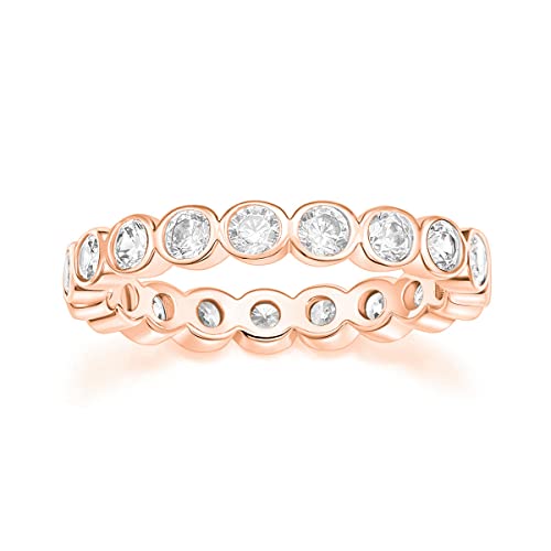 Zakk Eternity Ring Damen Ewigkeitsringe Vorsteckring 4mm Schmal Zirkonia Verlobungsringe Eheringe Trauringe Memoire Ringe (Rosegold,60 (19.1)) von Zakk