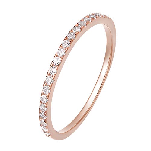 Zakk Eternity Ring Damen Ewigkeitsringe Vorsteckring Schmal Silber 925 Zirkonia Roségold Vergoldung Verlobungsringe Eheringe Trauringe Memoire Ring(Roségold,49 (15.6)) von Zakk