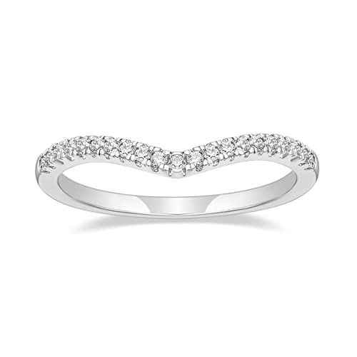 Zakk Eternity Ring Damen Silber Vorsteckring Schmal V-Form Zirkonia Verlobungsringe Eheringe Trauringe Freundschaftsringe (Silber,52 (16.6)) von Zakk