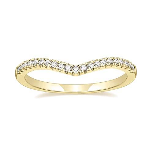 Zakk Eternity Ring Damen Silber Vorsteckring Schmal V-Form Zirkonia Verlobungsringe Eheringe Trauringe Freundschaftsringe (Gelbgold,53 (16.9)) von Zakk