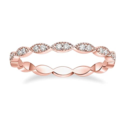 Zakk Eternity Ring Damen Vorsteckring Rosegold Silber Schmal Ewigkeitsringe Zirkonia Oval Milgrain Verlobungsringe Eheringe Trauringe (Rosegold,49 (15.6)) von Zakk