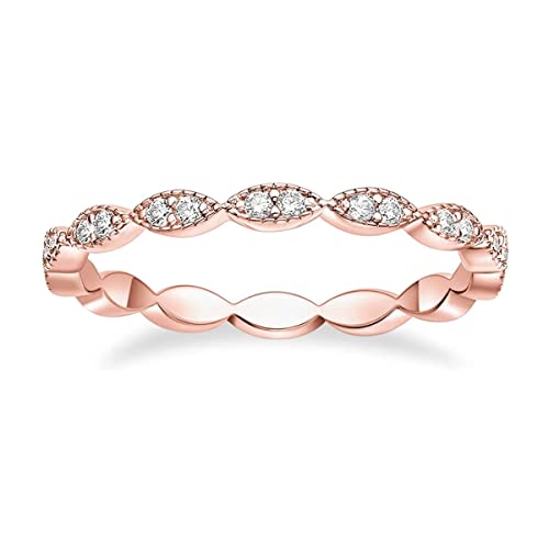 Zakk Eternity Ring Damen Vorsteckring Rosegold Silber Schmal Ewigkeitsringe Zirkonia Oval Milgrain Verlobungsringe Eheringe Trauringe (Rosegold,51 (16.2)) von Zakk