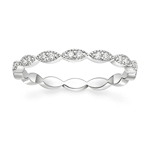 Zakk Eternity Ring Damen Vorsteckring Rosegold Silber Schmal Ewigkeitsringe Zirkonia Oval Milgrain Verlobungsringe Eheringe Trauringe (Silber,57 (18.1)) von Zakk