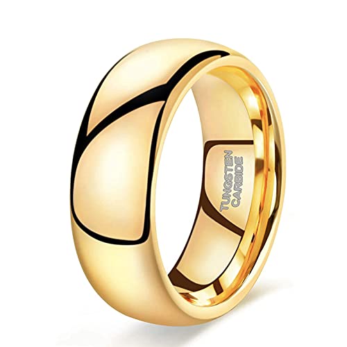 Zakk Ring Damen Herren 2mm 4mm 6mm 8mm Gelbgold Wolfram Poliert Schmal Ringe Verlobungsringe Ehering Hochzeitsband (8mm, 69 (22.0)) von Zakk
