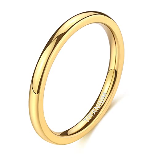 Zakk Ring Damen Herren 2mm 4mm 6mm Titan Poliert Schmal Ringe Verlobungsringe Ehering Hochzeitsringe (Gold-2mm, 49 (15.6)) von Zakk