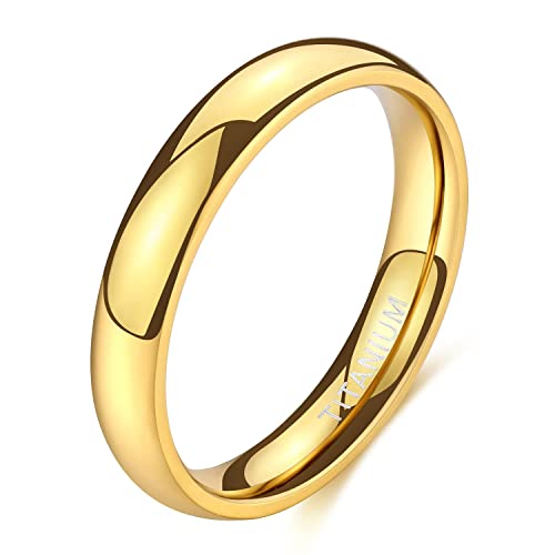 Zakk Ring Damen Herren 2mm 4mm 6mm Titan Poliert Schmal Ringe Verlobungsringe Ehering Hochzeitsringe (Gold-4mm, 49 (15.6)) von Zakk