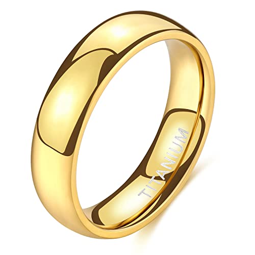 Zakk Ring Damen Herren 2mm 4mm 6mm Titan Poliert Schmal Ringe Verlobungsringe Ehering Hochzeitsringe (Gold-6mm, 53 (16.9)) von Zakk