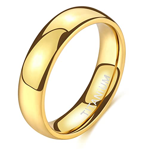 Zakk Ring Damen Herren 2mm 4mm 6mm Titan Poliert Schmal Ringe Verlobungsringe Ehering Hochzeitsringe (Gold-6mm, 65 (20.7)) von Zakk