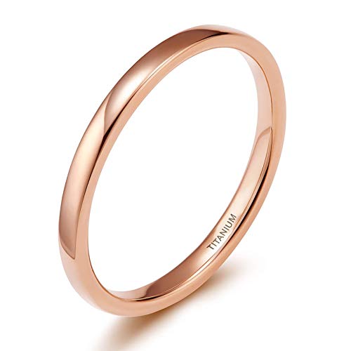 Zakk Ring Damen Herren 2mm 4mm 6mm Titan Poliert Schmal Ringe Verlobungsringe Ehering Hochzeitsringe (Rosegold-2mm, 53 (16.9)) von Zakk
