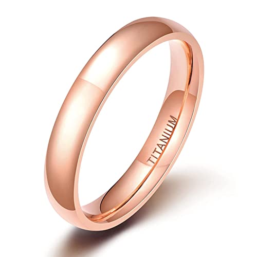 Zakk Ring Damen Herren 2mm 4mm 6mm Titan Poliert Schmal Ringe Verlobungsringe Ehering Hochzeitsringe (Rosegold-4mm, 65 (20.7)) von Zakk