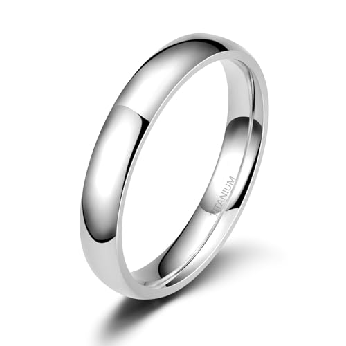 Zakk Ring Damen Herren 2mm 4mm 6mm Titan Poliert Schmal Ringe Verlobungsringe Ehering Hochzeitsringe (Silber-4mm, 46 (14.6)) von Zakk