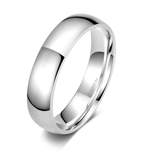 Zakk Ring Damen Herren 2mm 4mm 6mm Titan Poliert Schmal Ringe Verlobungsringe Ehering Hochzeitsringe (Silber-6mm, 60 (19.1)) von Zakk