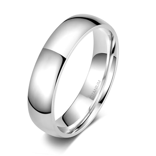 Zakk Ring Damen Herren 2mm 4mm 6mm Titan Poliert Schmal Ringe Verlobungsringe Ehering Hochzeitsringe (Silber-6mm, 74 (23.6)) von Zakk