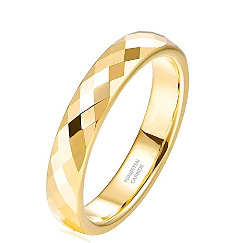 Zakk Ring Damen Herren Rosegold Schwarz Wolfram Schmal 4mm Breit Facetten Poliert Verlobungsringe Eheringe Partnerringe (Gold,53 (16.9)) von Zakk