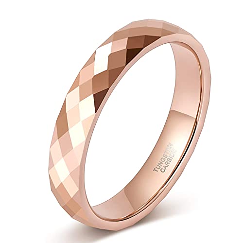 Zakk Ring Damen Herren Rosegold Schwarz Wolfram Schmal 4mm Breit Facetten Poliert Verlobungsringe Eheringe Partnerringe (Rosegold,53 (16.9)) von Zakk