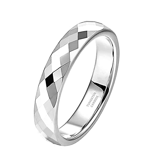 Zakk Ring Damen Herren Rosegold Schwarz Wolfram Schmal 4mm Breit Facetten Poliert Verlobungsringe Eheringe Partnerringe (Silber,49 (15.6)) von Zakk