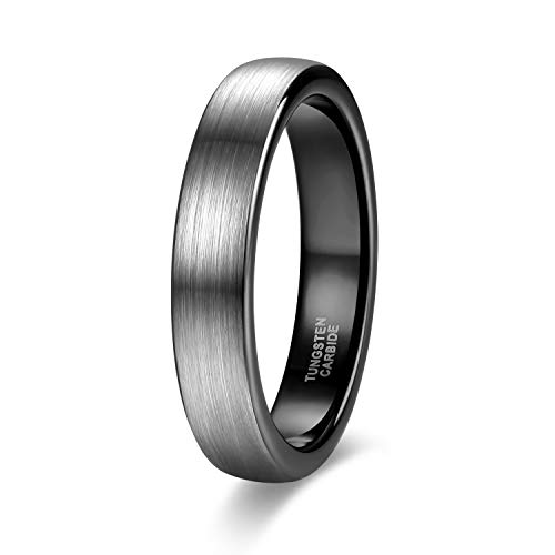 Zakk Ring Herren Damen 4mm Wolfram Verlobungsring Trauringe Ehering Partnerringe Gebürstet Schwarz Blau Größe 47 bis 69 (Schwarz,48 (15.3)) von Zakk