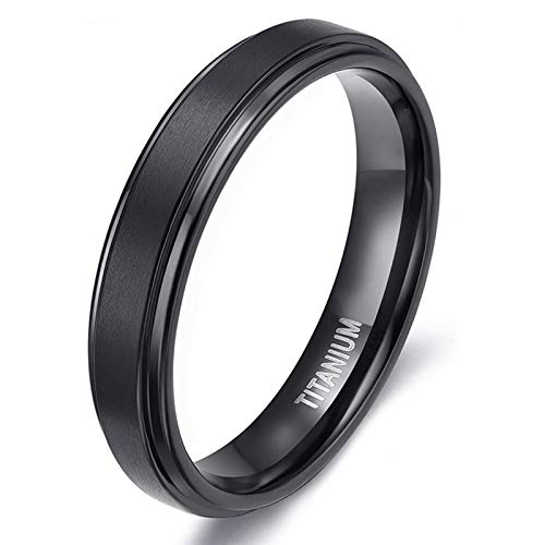 Zakk Ring Herren Damen Titan Verlobungsringe Eheringe Trauringe Schwarz Gebürstet 4mm 6mm 8mm(Schwarz-4mm, 47 (15.0)) von Zakk