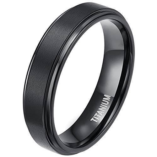 Zakk Ring Herren Damen Titan Verlobungsringe Eheringe Trauringe Schwarz Gebürstet 4mm 6mm 8mm(Schwarz-6mm, 49 (15.6)) von Zakk