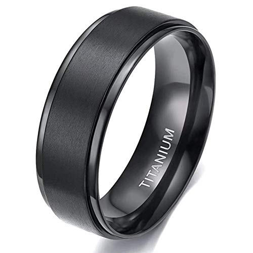 Zakk Ring Herren Damen Titan Verlobungsringe Eheringe Trauringe Schwarz Gebürstet 4mm 6mm 8mm(Schwarz-8mm, 47 (15.0)) von Zakk