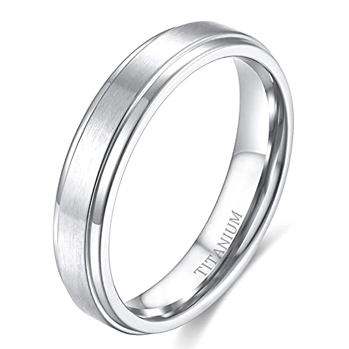 Zakk Ring Herren Damen Titan Verlobungsringe Eheringe Trauringe Silber Gebürstet 4mm 6mm 8mm(Silber-4mm, 52 (16.6)) von Zakk