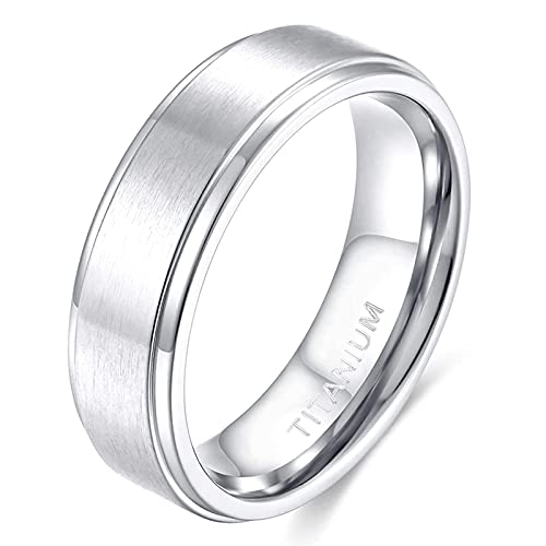 Zakk Ring Herren Damen Titan Verlobungsringe Eheringe Trauringe Silber Gebürstet 4mm 6mm 8mm(Silber-6mm, 66 (21.0)) von Zakk